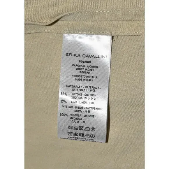 E0 NWT ERIKA CAVALLINI Cotton Linen Blend Self Belted Long Trench Coat Size 44 - Picture 9 of 10